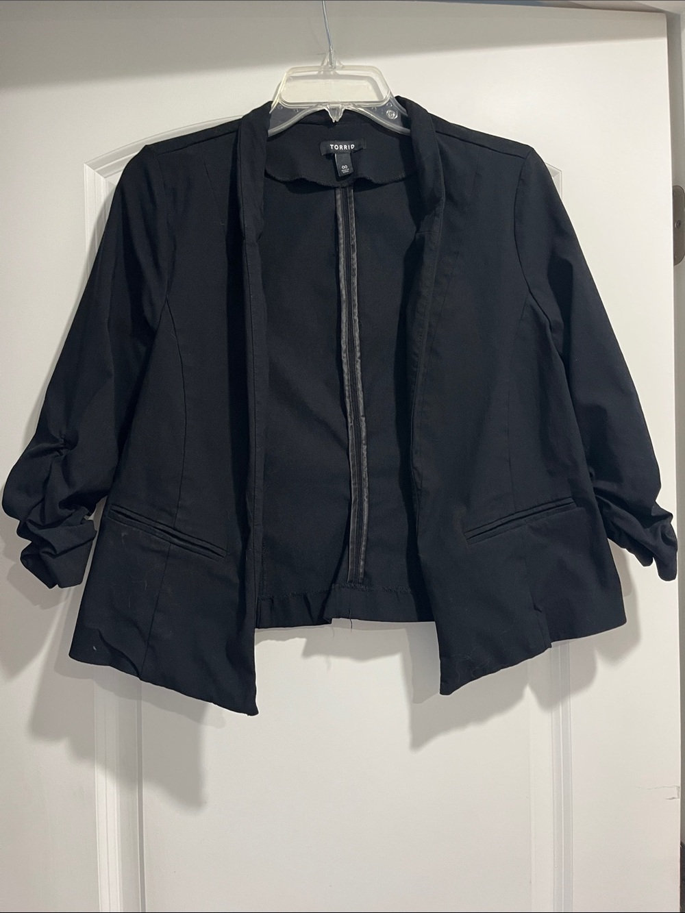 torrid Black Open-Front Blazer with Rolled Sleeves